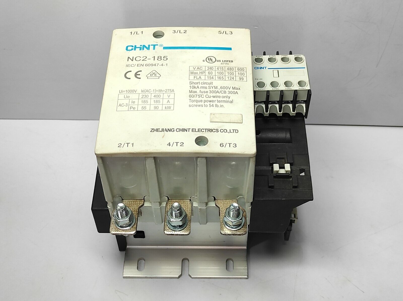 Chint NC2-185 Contactor Ui 1000V Ith 275A Chint FA-22 FG 230 50/60Hz