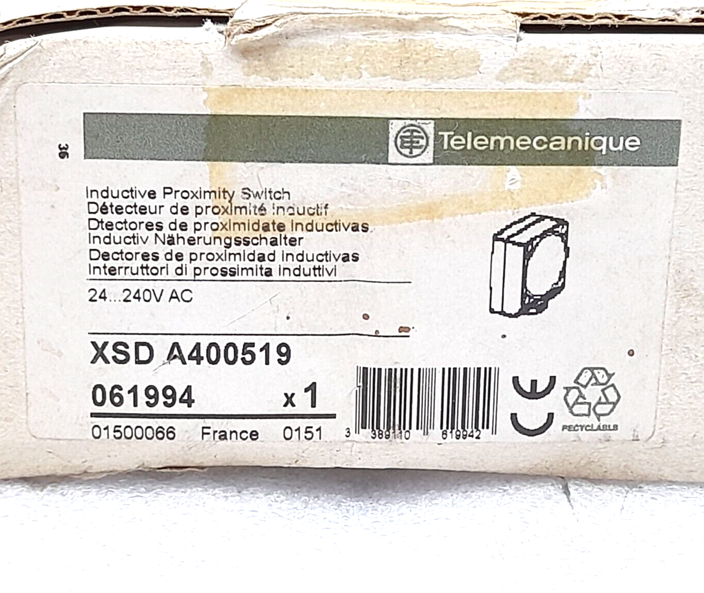 Telemecanique XSD A400519 Inductive Proximity Switch 24-240VAC 5-500mA Sn 40mm