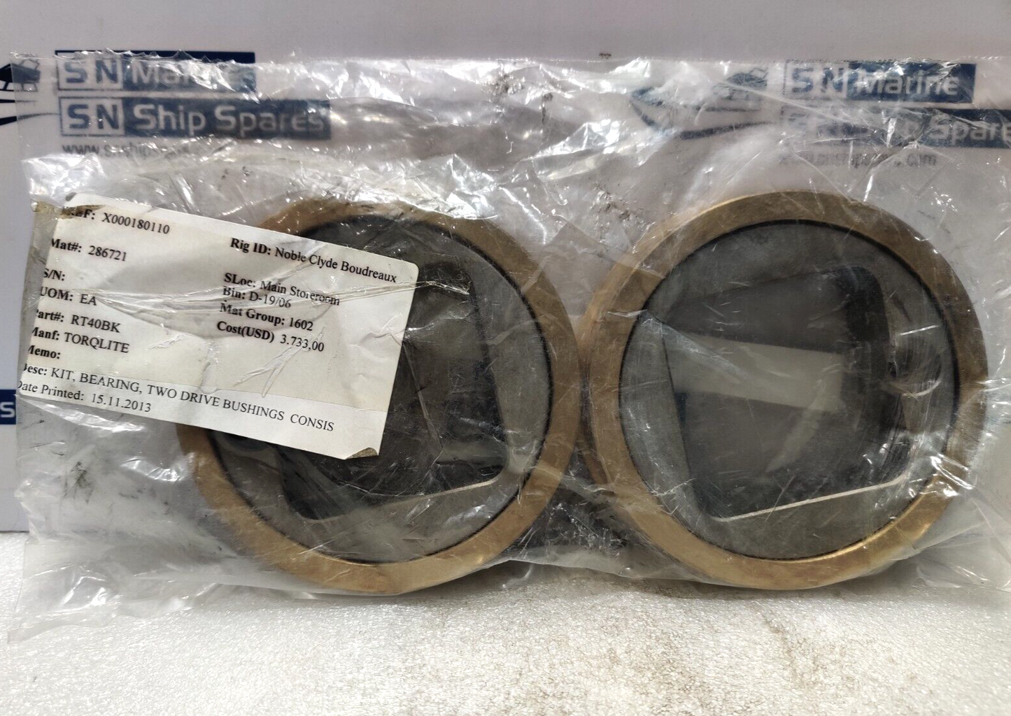 Torqlite RT40BK Two Drive Bushing Bearing Kit 2PCs In Lot