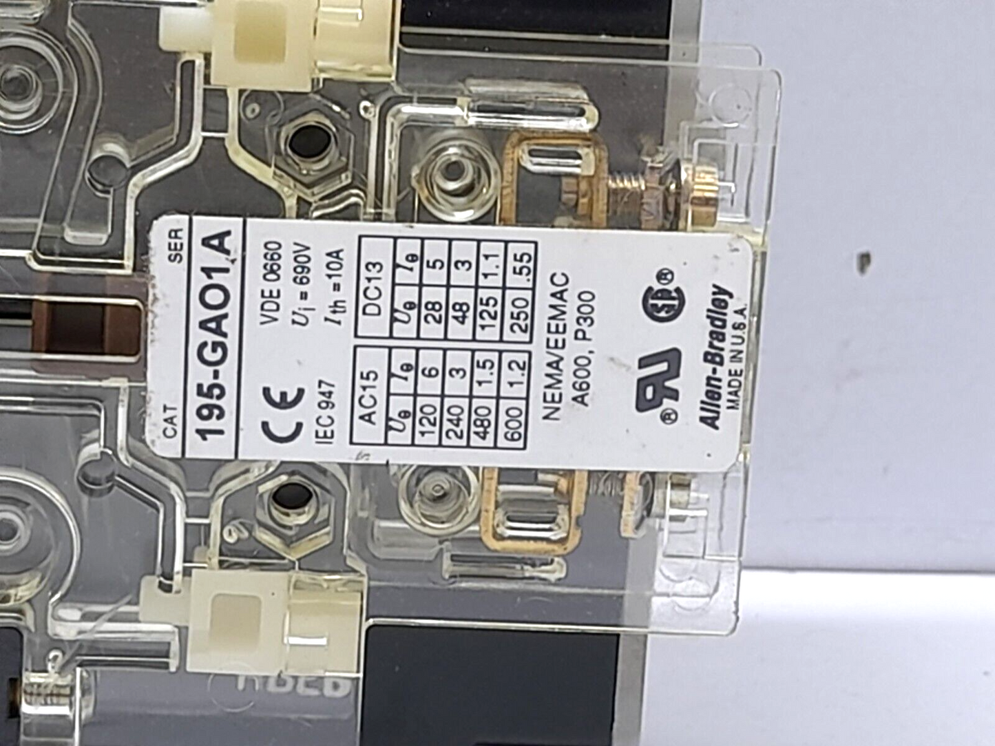 Allen Bradley 100-A38ND31 Ser C Contactor 110V50Hz 120V60Hz A38 195-GAO1 Ser A