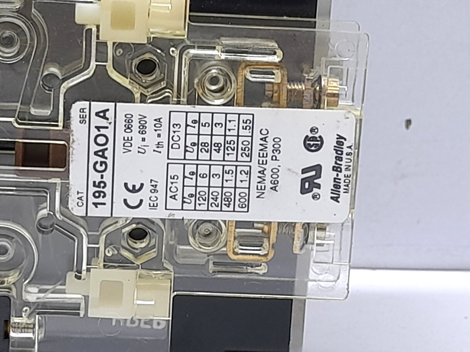 Allen Bradley 100-A38ND31 Ser C Contactor 110V50Hz 120V60Hz A38 195-GAO1 Ser A