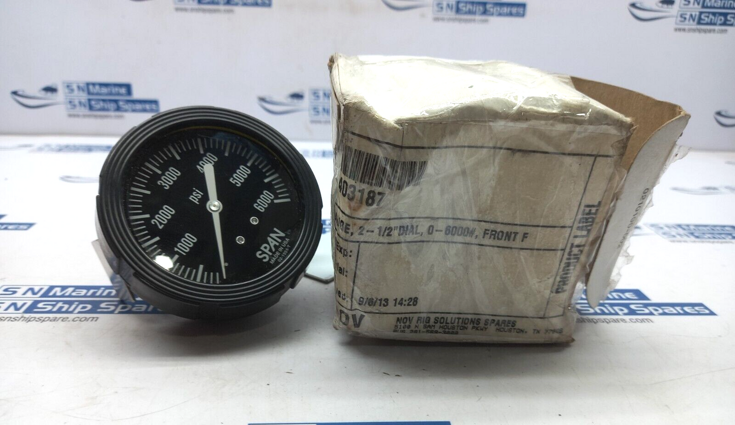 Span 02-1954-T Pressure Gauge 2-1/2 In 6K Psi Panel Nov-Shaffer 7403187