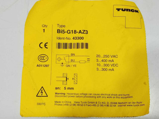 Turck Bi5-G18-AZ3 43300 Proximity Sensor Bi5G18AZ3