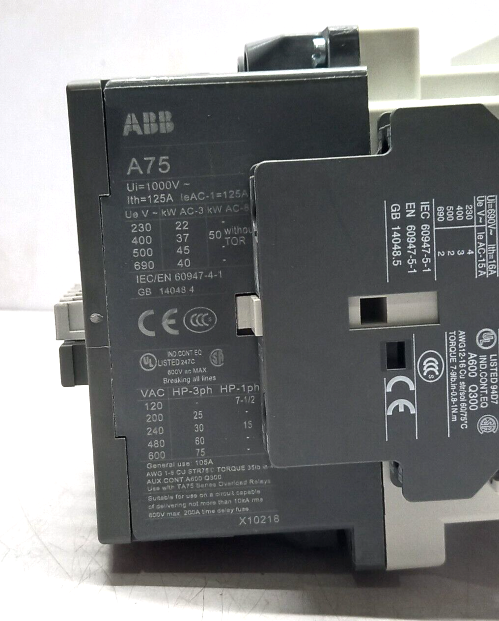 ABB 1SBL411001R8411 A75-30-11 Contactor 110V 50Hz 110-120V 60Hz