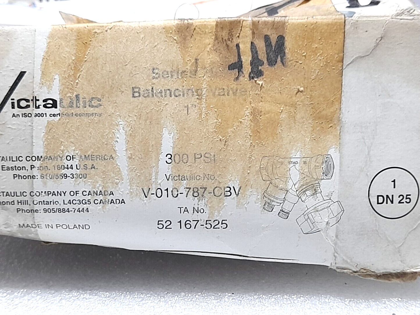 Victaulic V-010-787-CBV 1” Balancing Valve TA 52 167-525 PN20 150 1 DN25