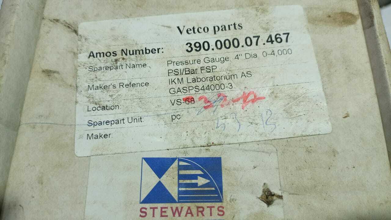 Stewart Buchanan 0-280 Bar Pressure Gauge