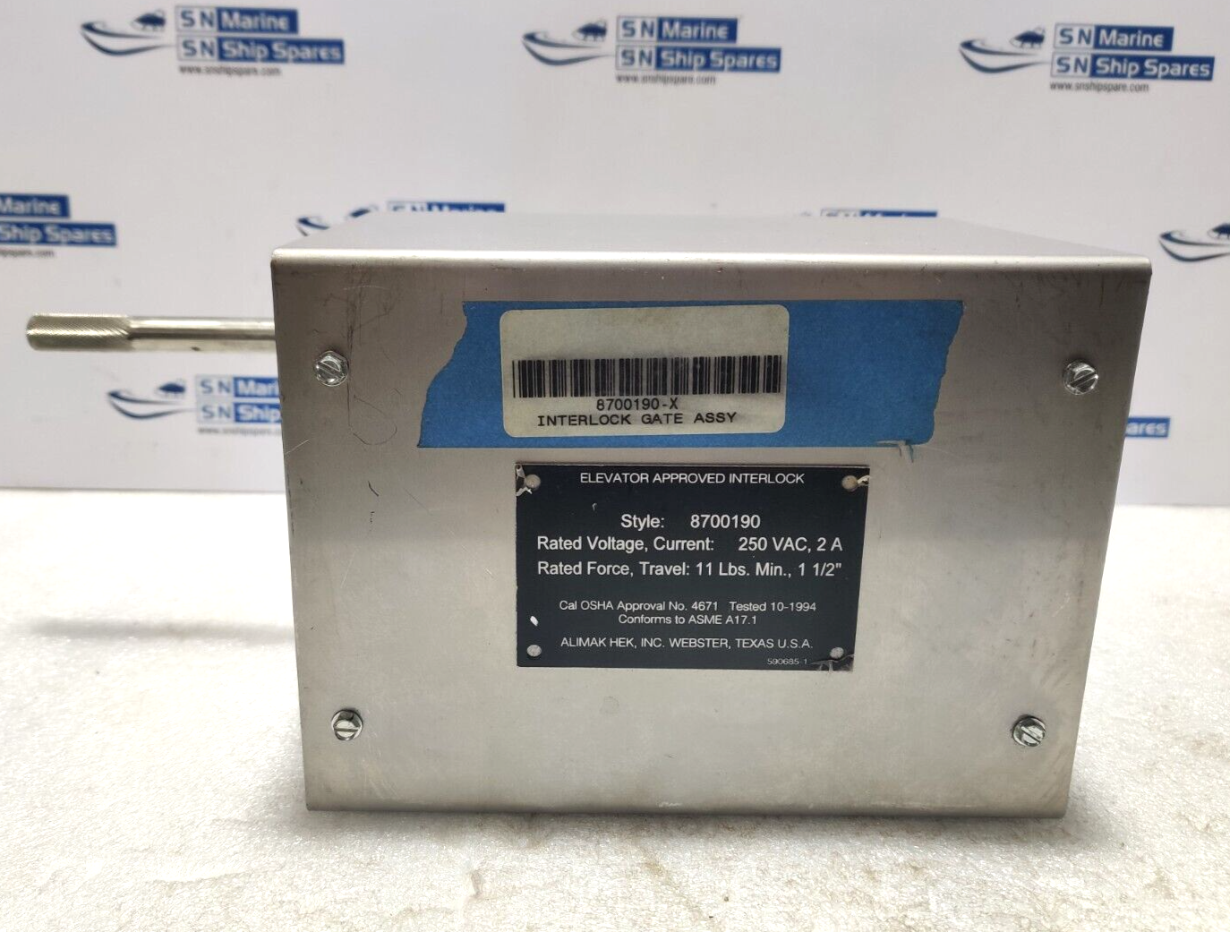 Alimak 8700190 Elevator Approved Interlock 250VAC 2A