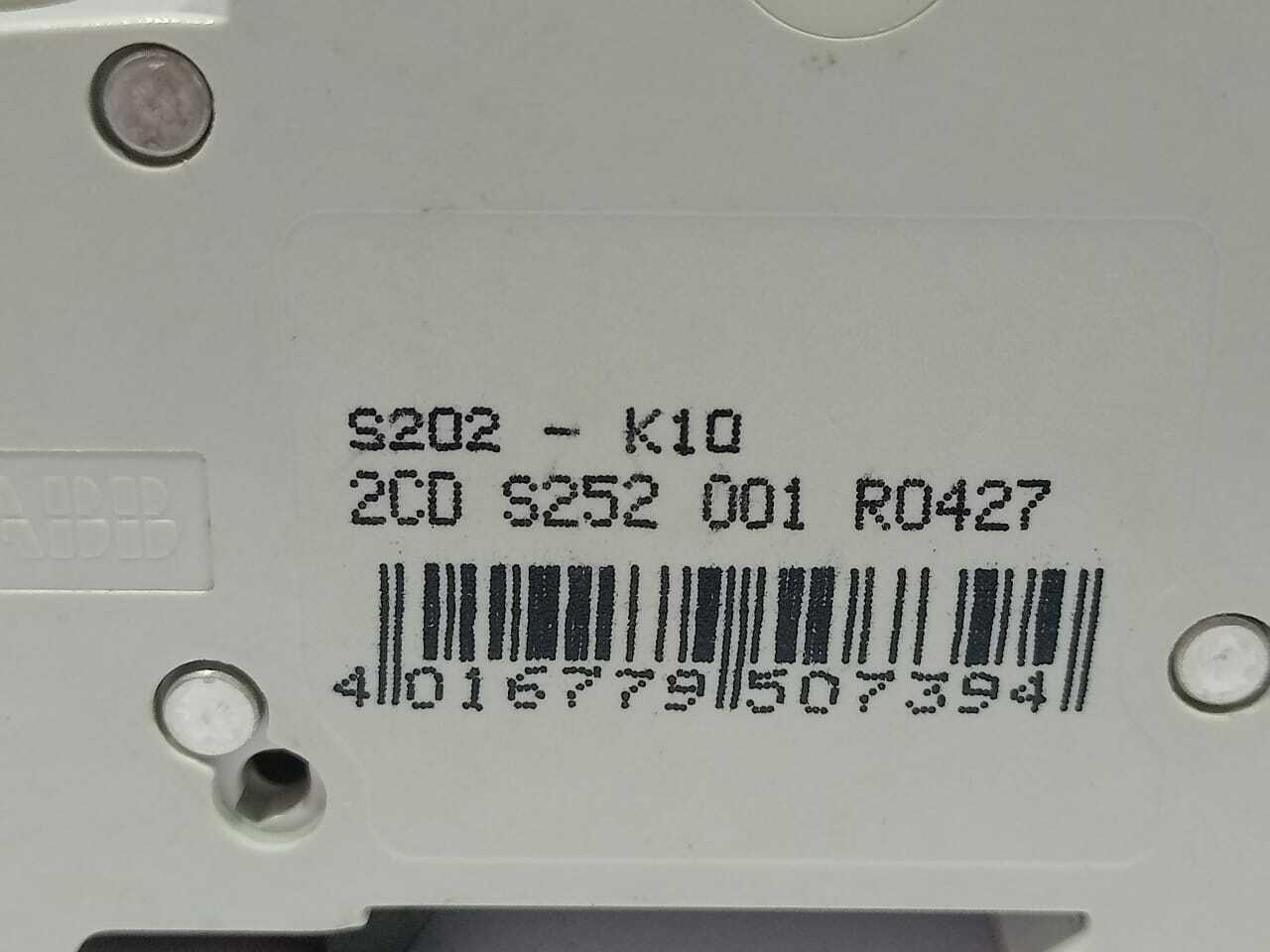 ABB S202 K10A Circuit Breaker S202-K10 ~400 Umax 253/440VAC