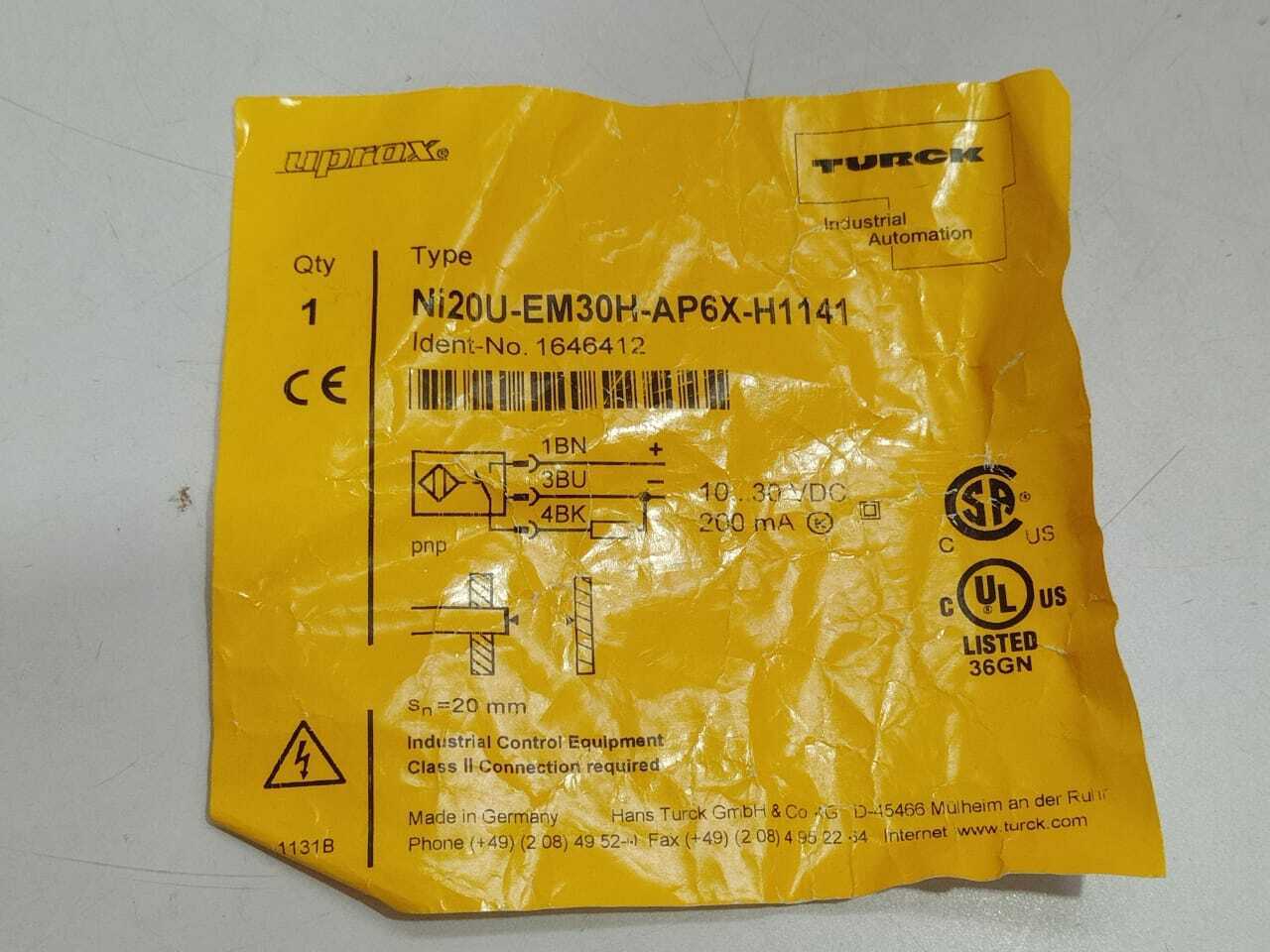 Turck Ni20U-EM30H-AP6X-H1141 1646412 Inductive Sensor Uprox