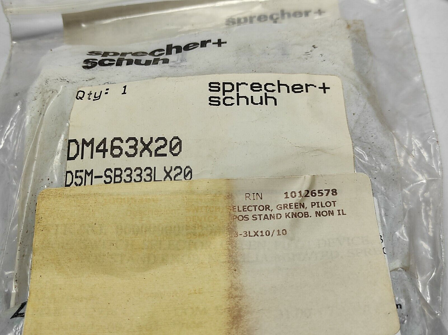 Sprecher Schuh D5M-SB333LX20 Green Selector Switch Pilot Device 3pos Stand 