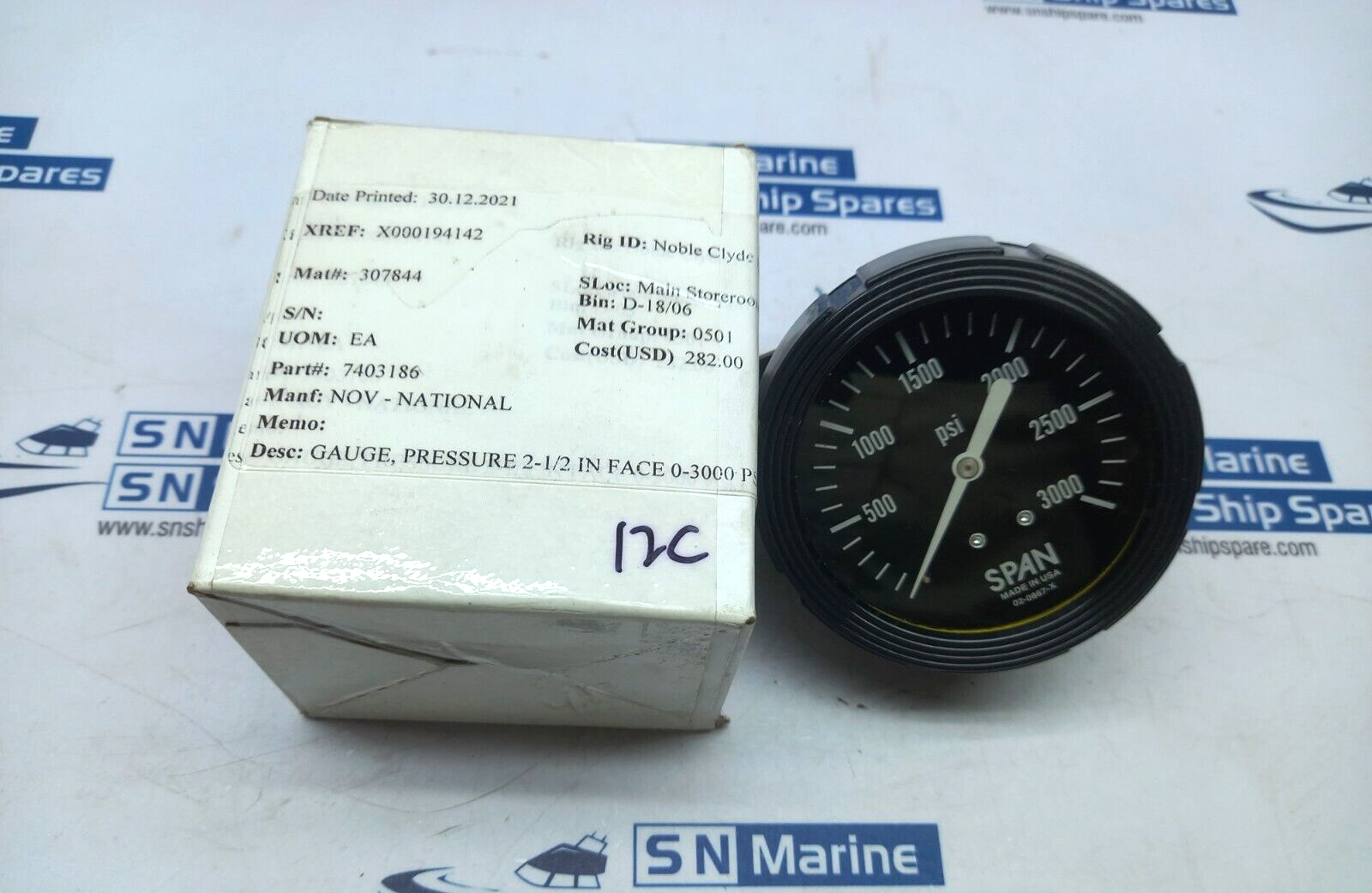 Span 02-0867-X Pressure Gauge 0-3000Psi 2-1/2 In Face Nov-National 7403186