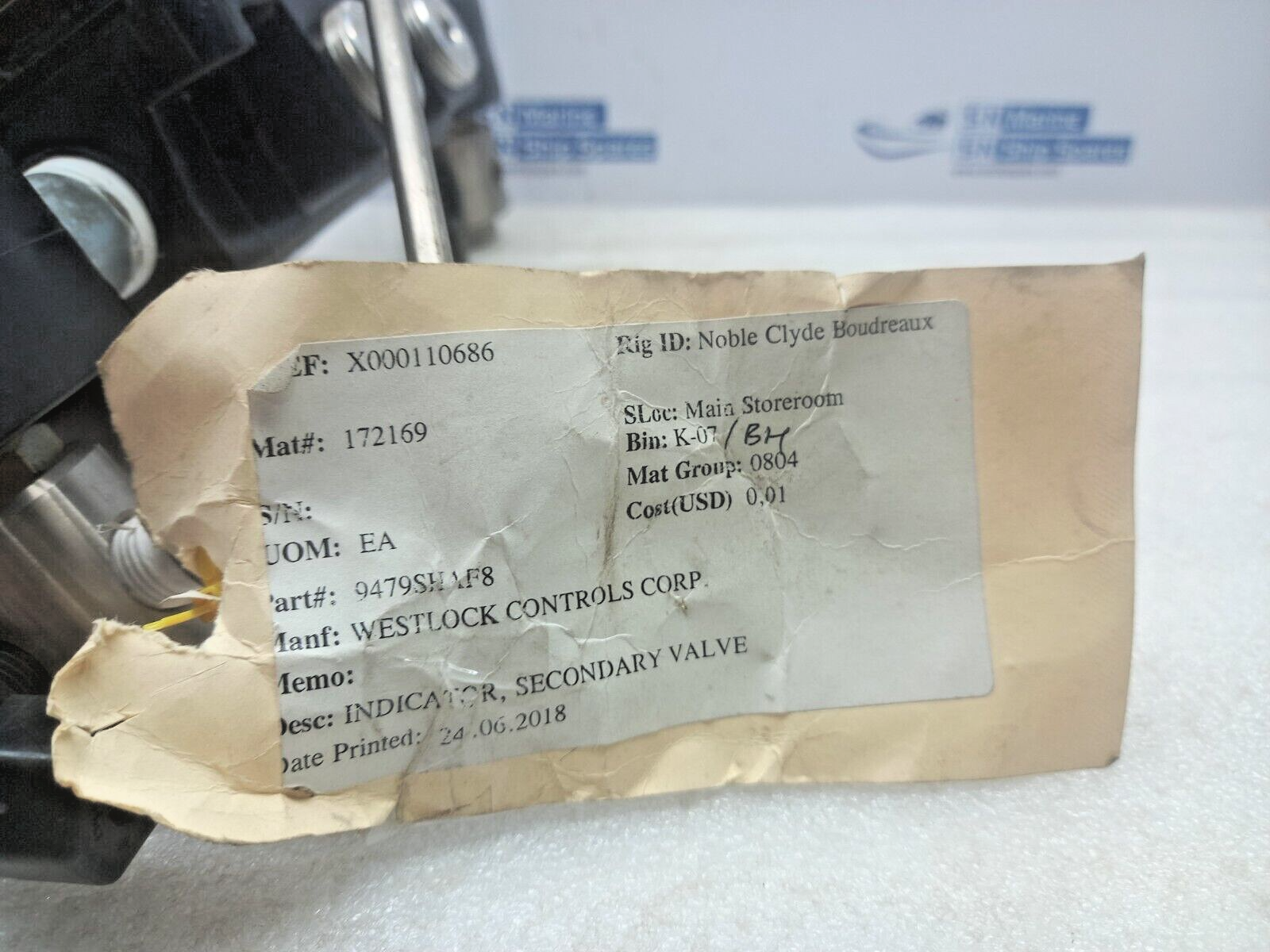 WESTLOCK CONTROLS 9479-SHAF-8 Secondary Valve Indicator With Asco EF8320G202