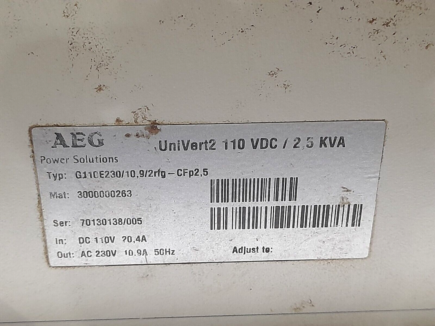 AEG UniVert2 110 VDC / 2.5 kVA Inverter G110E230/10.9/2rfg-CFp2,5 Power Solution
