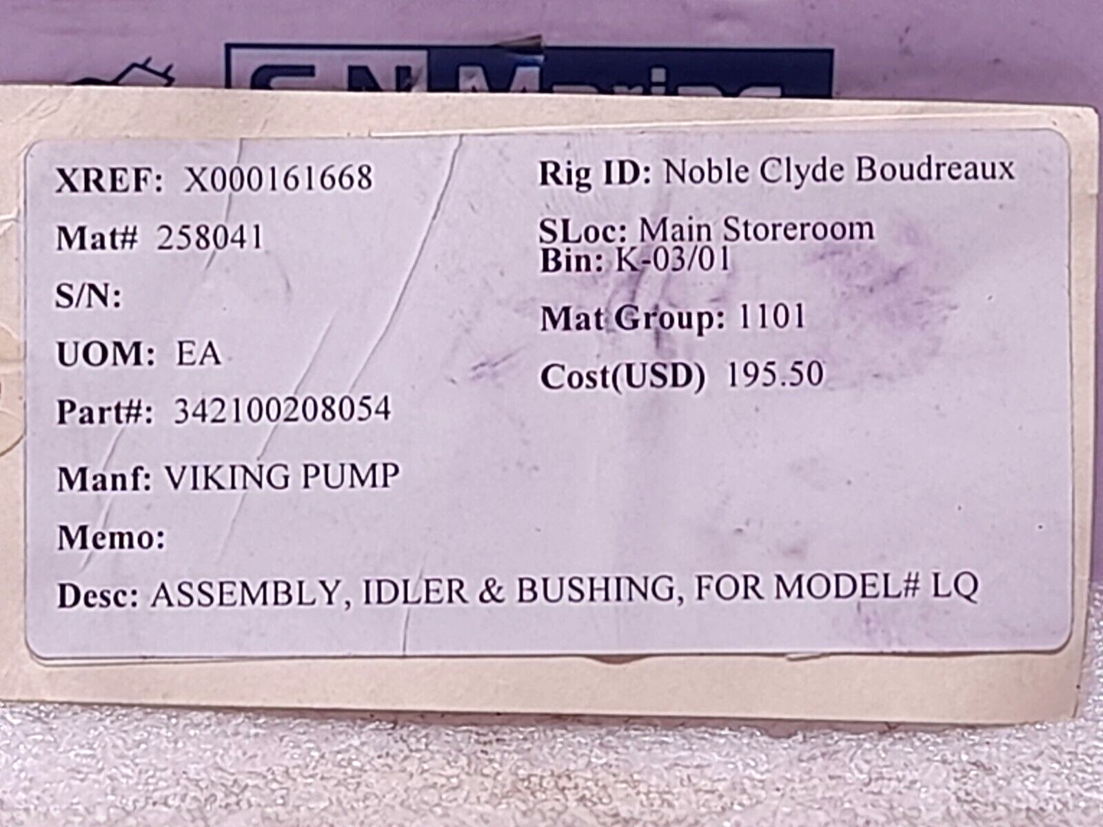 Viking Pump 3-421-002-080-54 Idler & Bushing Assembly 342100208054