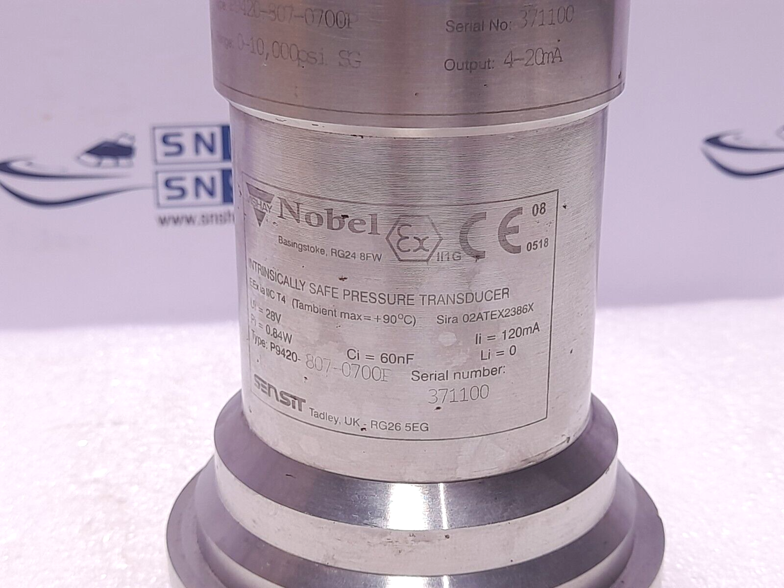Vishay Nobel P9420-807-0700P Pressure Transducer 0-10000 PSI SG 4-20mA P94208070