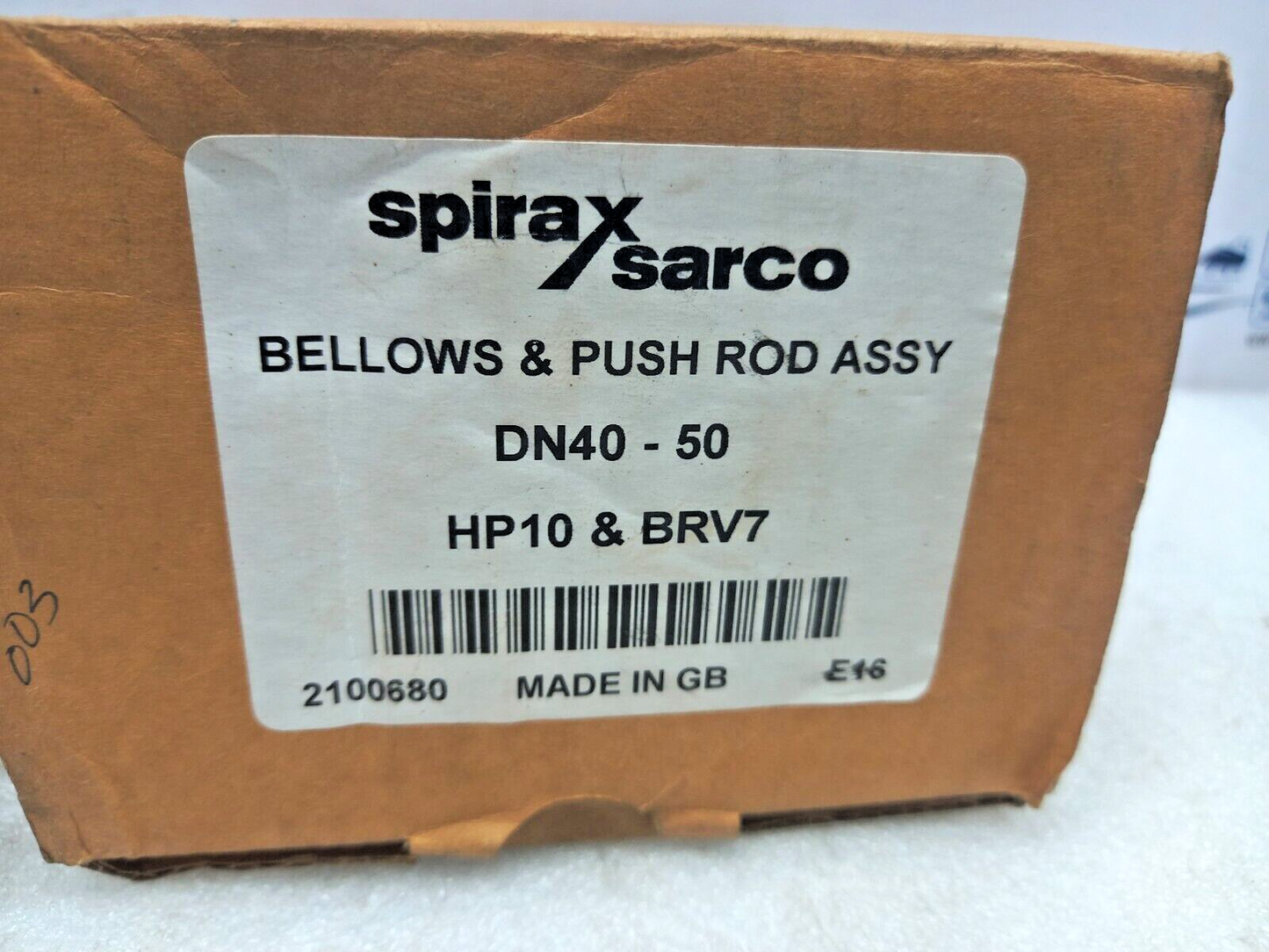 Spirax Sarco DN40-50 Bellows & Push Rod Assembly HP10 & BRV7