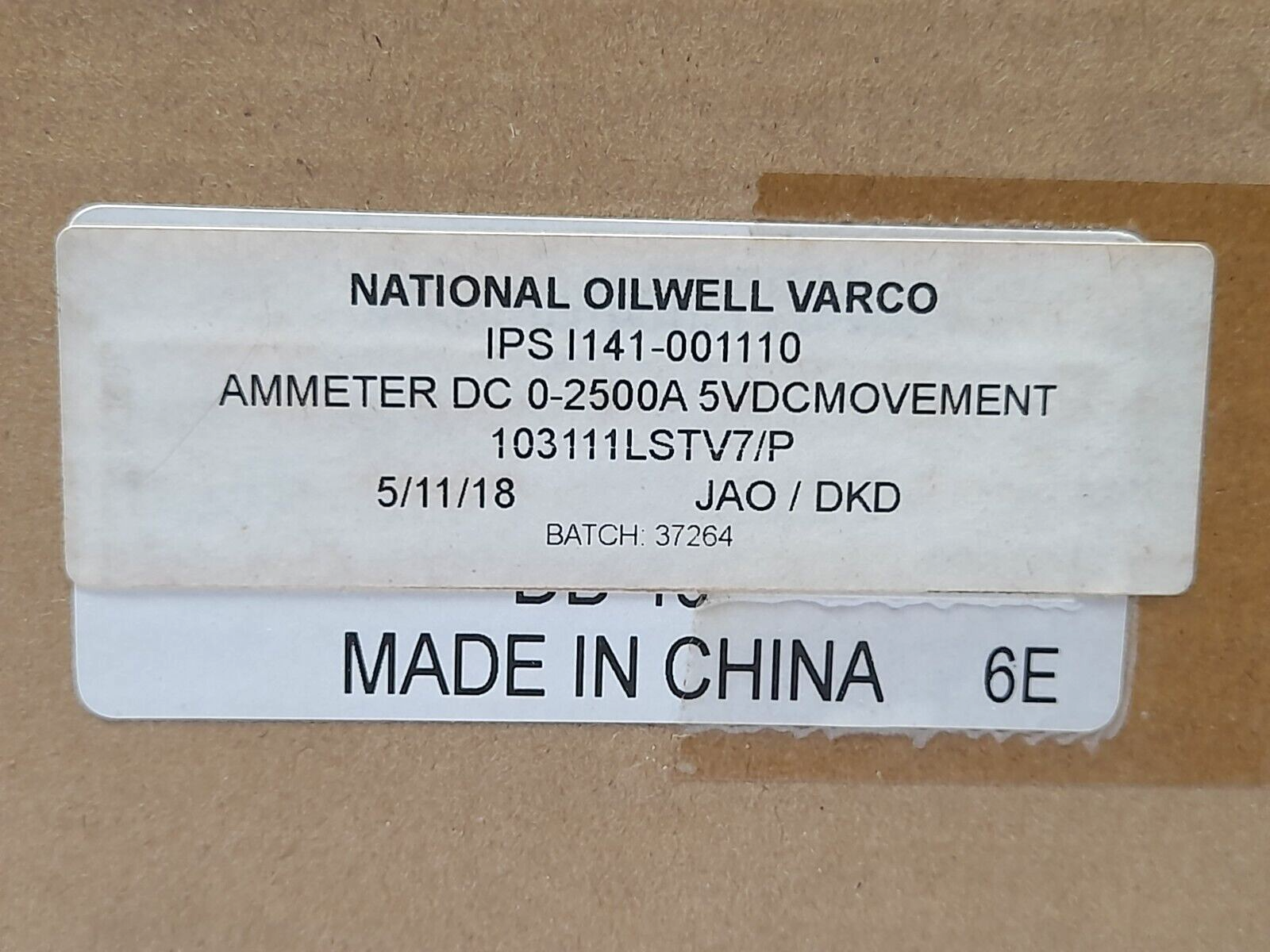 Yokogawa National Oilwell Varco IPS I141-001110 Ammeter DC 0-2500A 5VDC Movement