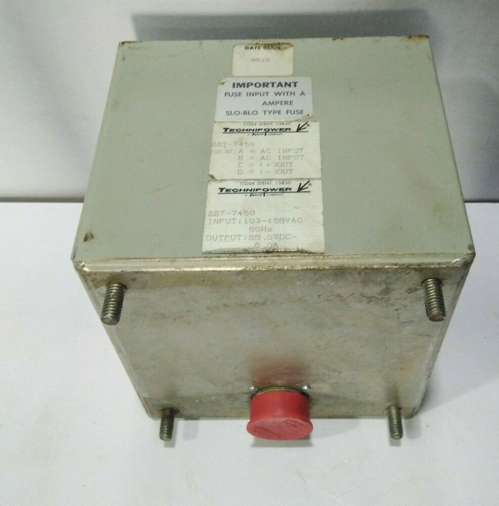 TECHNIPOWER 13850 POWER SUPPLY 227-7450 INPUT 103-128VAC 60HZ OUTPUT 28.0VDC 6.0