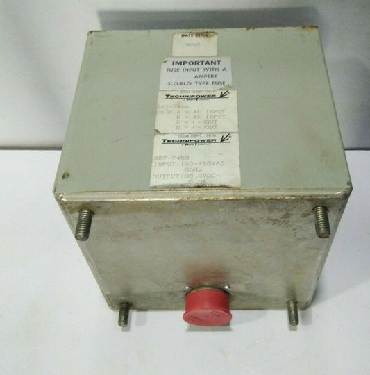 TECHNIPOWER 13850 POWER SUPPLY 227-7450 INPUT 103-128VAC 60HZ OUTPUT 28.0VDC 6.0