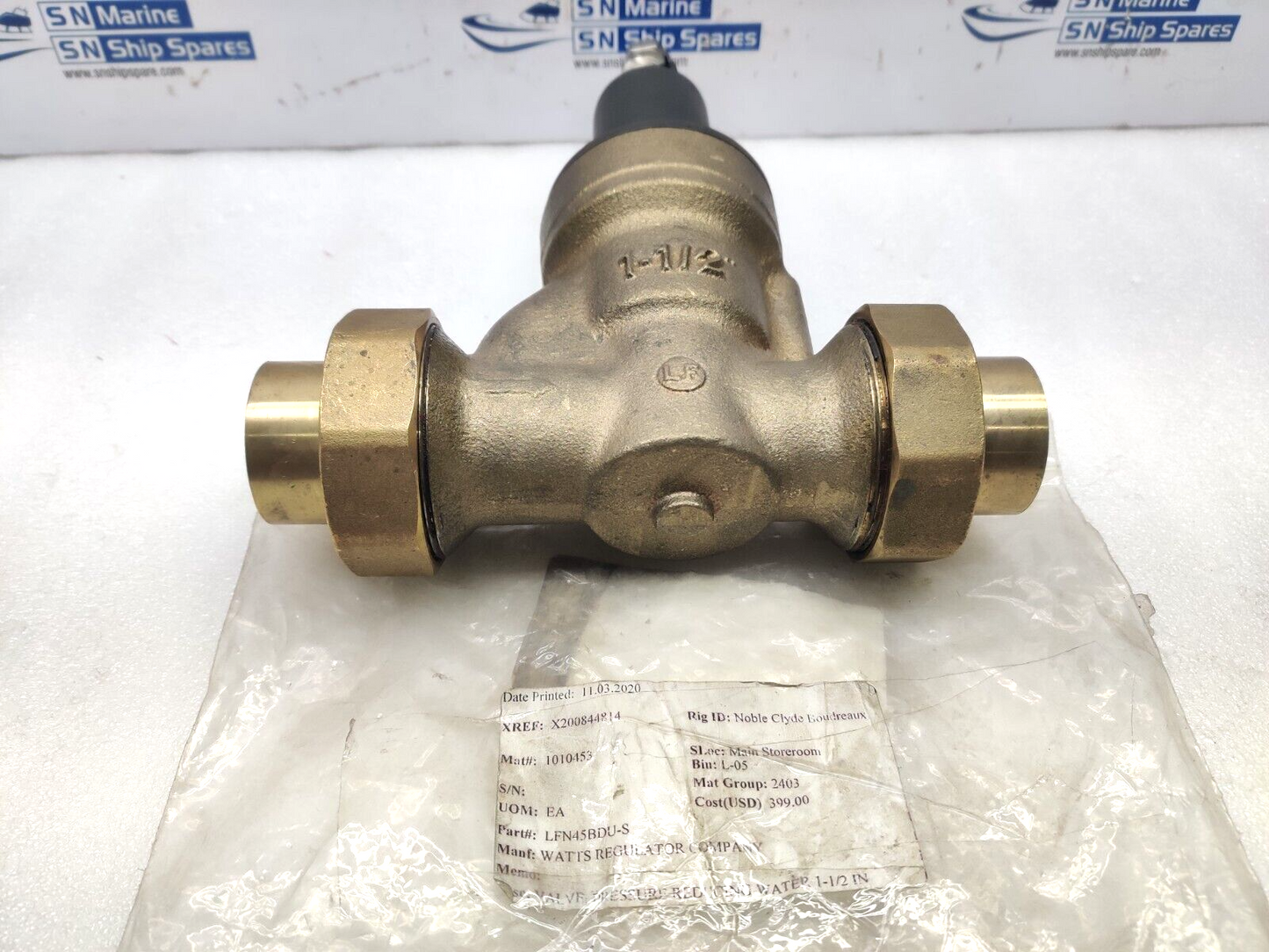 Watts Regulator LFN45BDU-S Pressure Reducing Water Valve 1-1/2 IN LF N45B