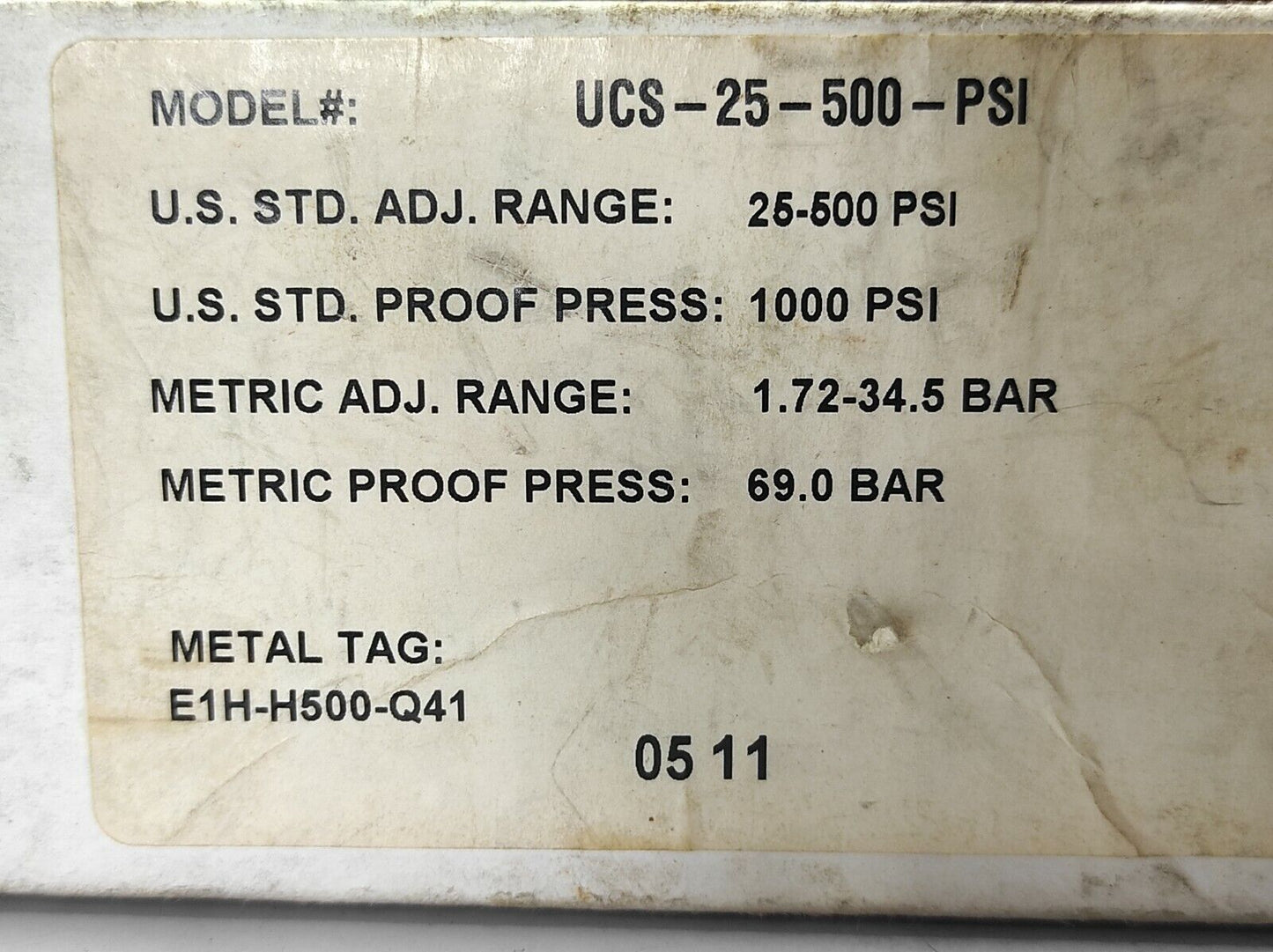 Unlimited Control & Supply UCS-25-500-PSI Pressure Activated Switch