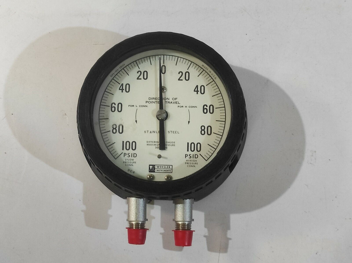 Weksler GP2-105-3DIFF BC4 Differential Pressure Gauge 100-0-100 PSID