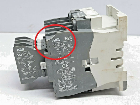 ABB A26-30-22-83 Contactor 48V 50-60Hz ABB A26 Ui=1000V~ Ith=45A