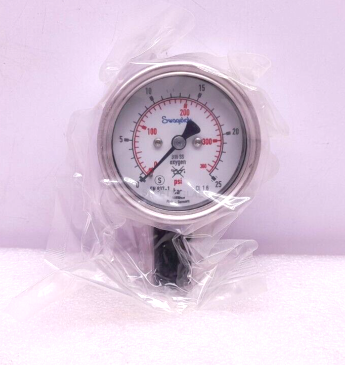 Swaglok PGI-63S-PG25-LAQ1-ABN Pressure Gauge 0-25 Bar 0-360 PSI PGI-63S-PG25-LAQ