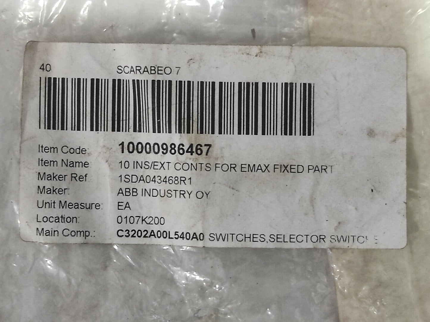 ABB Sace 1SD A043468 R1 10 INS/EXT Conts For Emax Fixed Part 1SDA0434681 (1)