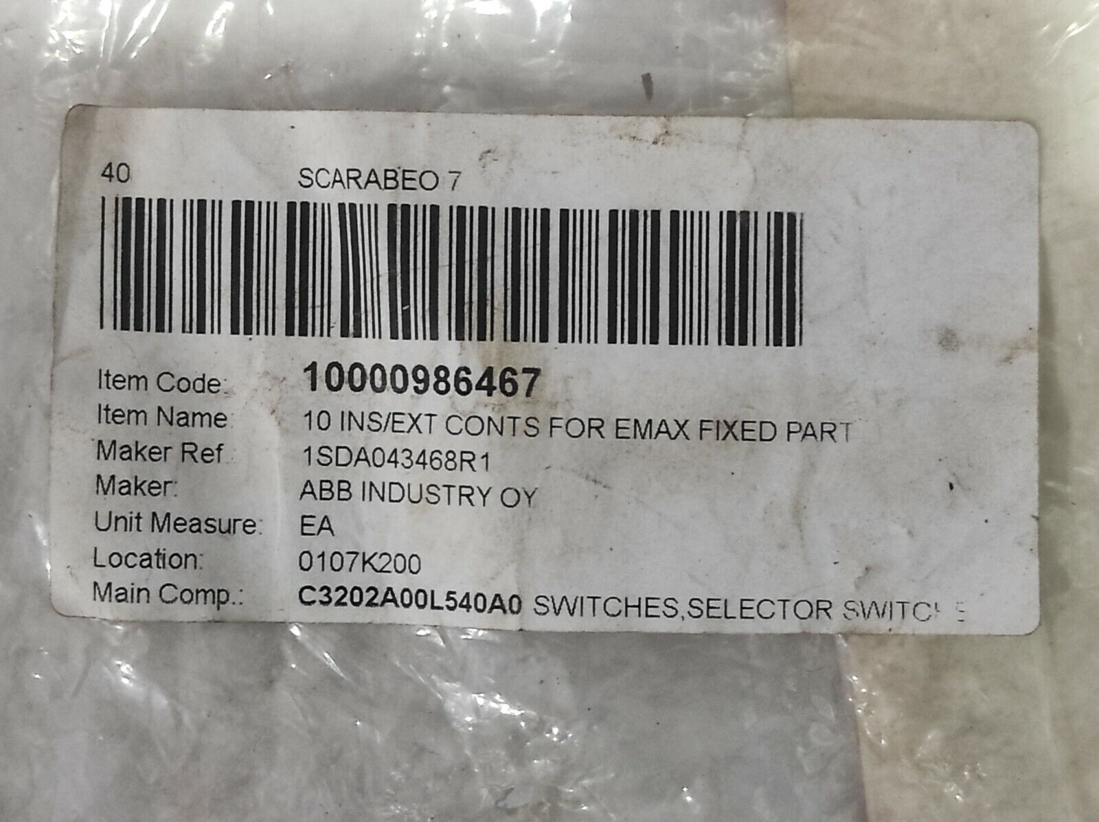 ABB Sace 1SD A043468 R1 10 INS/EXT Conts For Emax Fixed Part 1SDA0434681 (1)