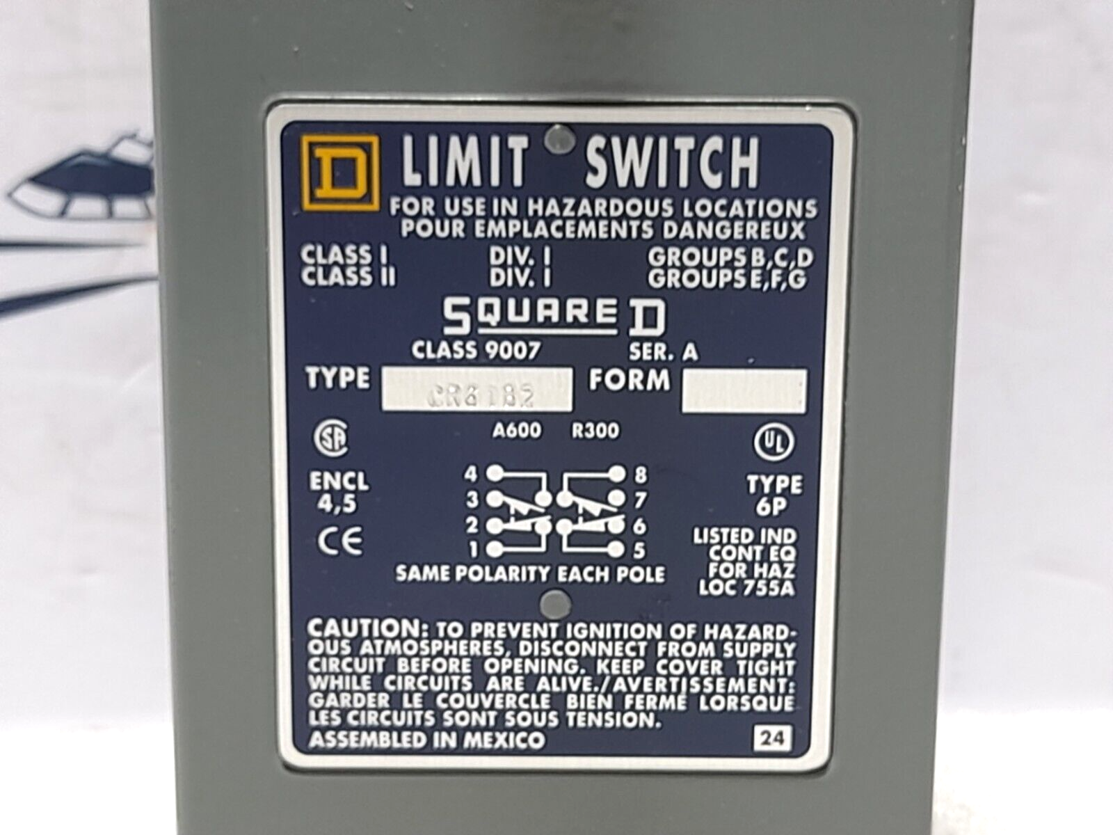 Square D 9007CR61B2 Ser A Limit Switch NOV 7038A433 9007 CR61B2 Head Type B