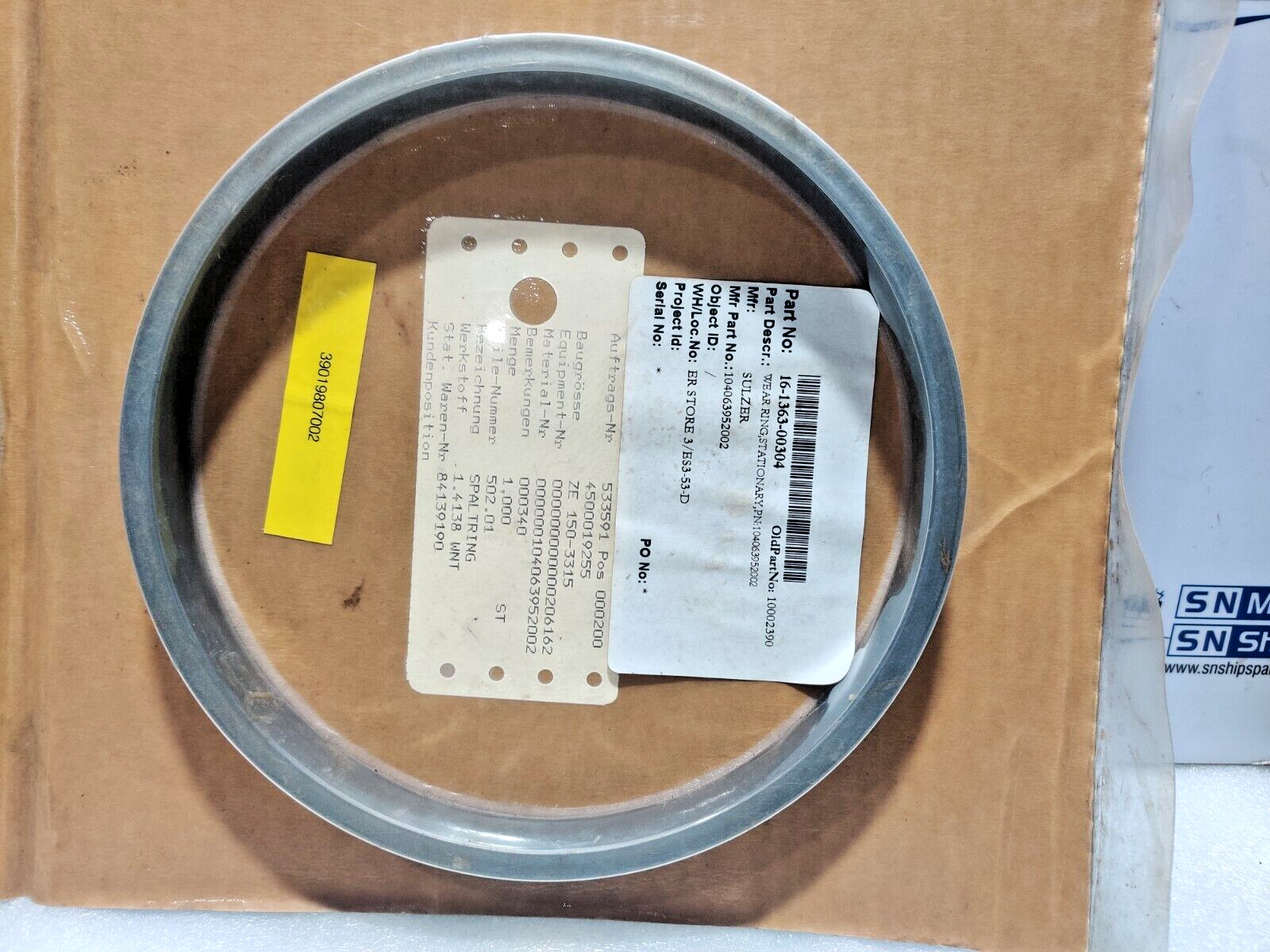 Sulzer 104064374002 Wear Ring Stationary 16-1569-00102