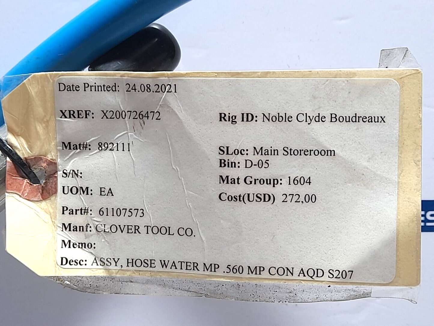 Spir Star 8/4 High Pressure Hydraulic Hose Clover Tool 61107573 Water MP .560 MP