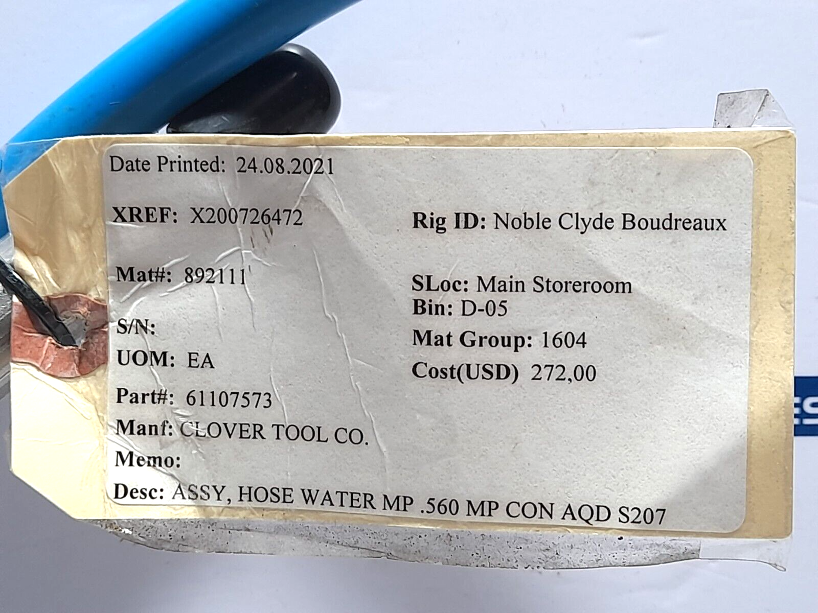 Spir Star 8/4 High Pressure Hydraulic Hose Clover Tool 61107573 Water MP .560 MP