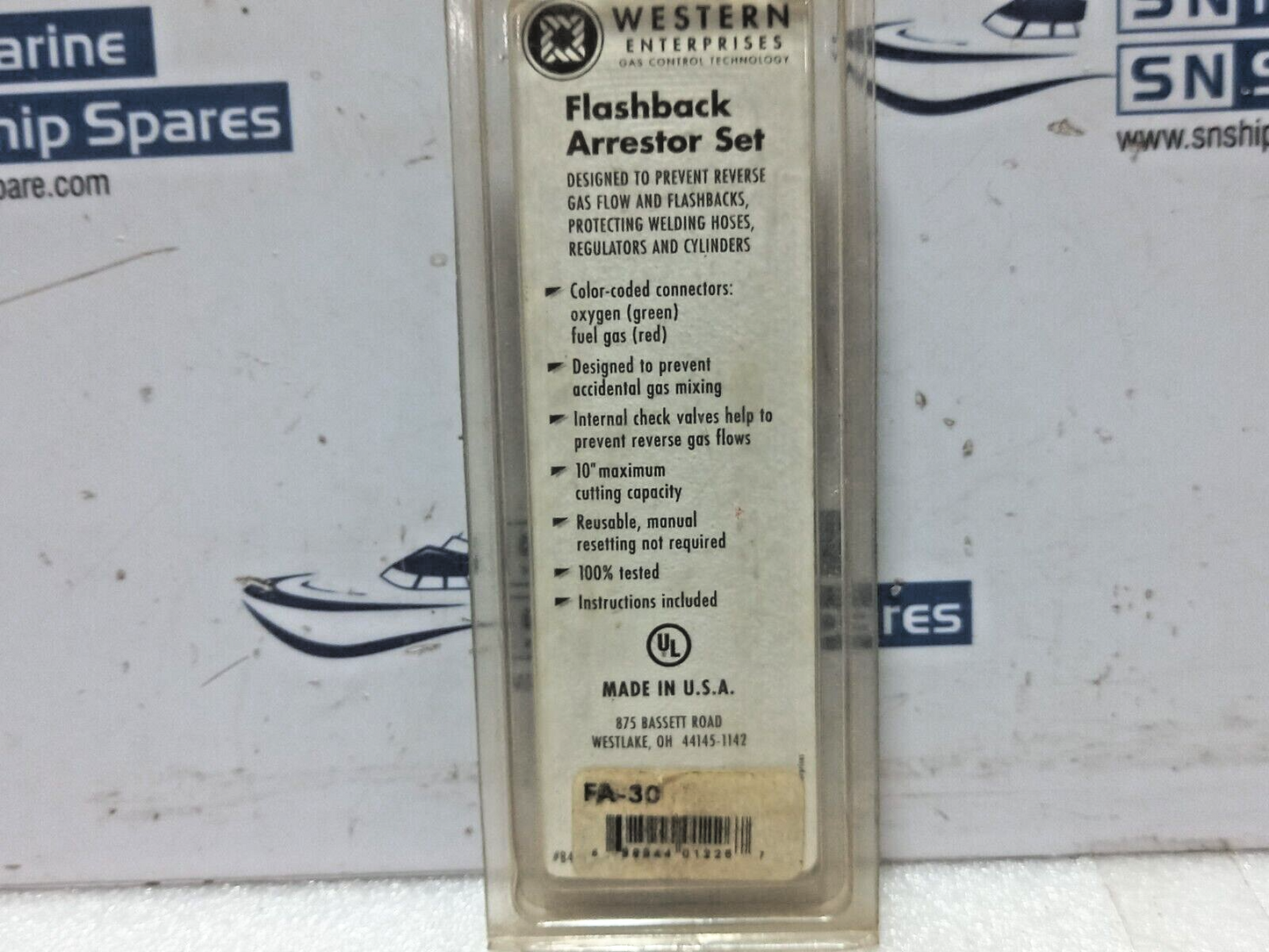 Western Enterprise FA-30 Flashback Arrestor Set  B-Size, 9/16-18 UNF Thread