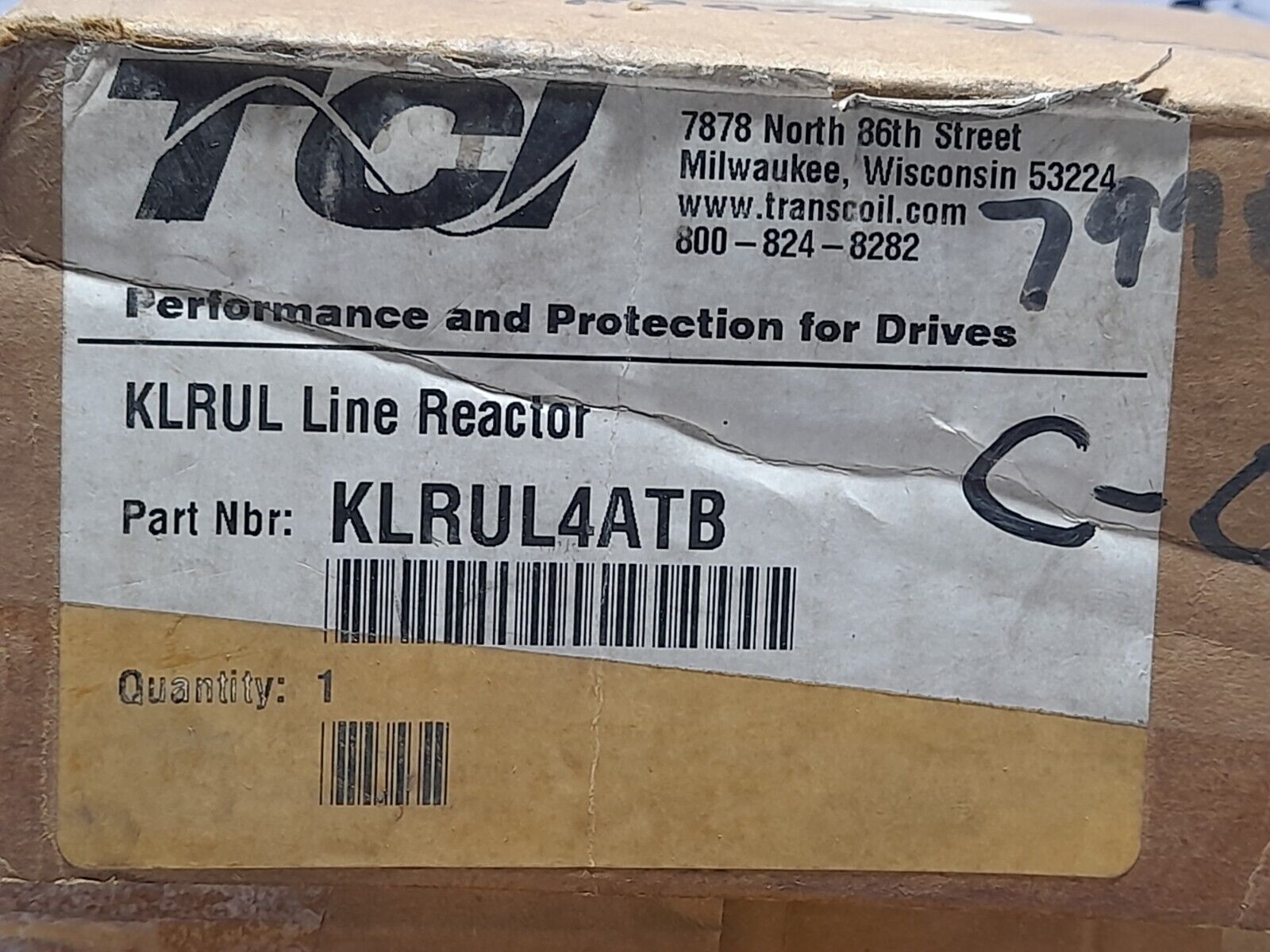 TCI Trans-Coil KLRUL Line Reactor KLRUL4ATB 3PH 50/60Hz 600V Max 4A 4ATB