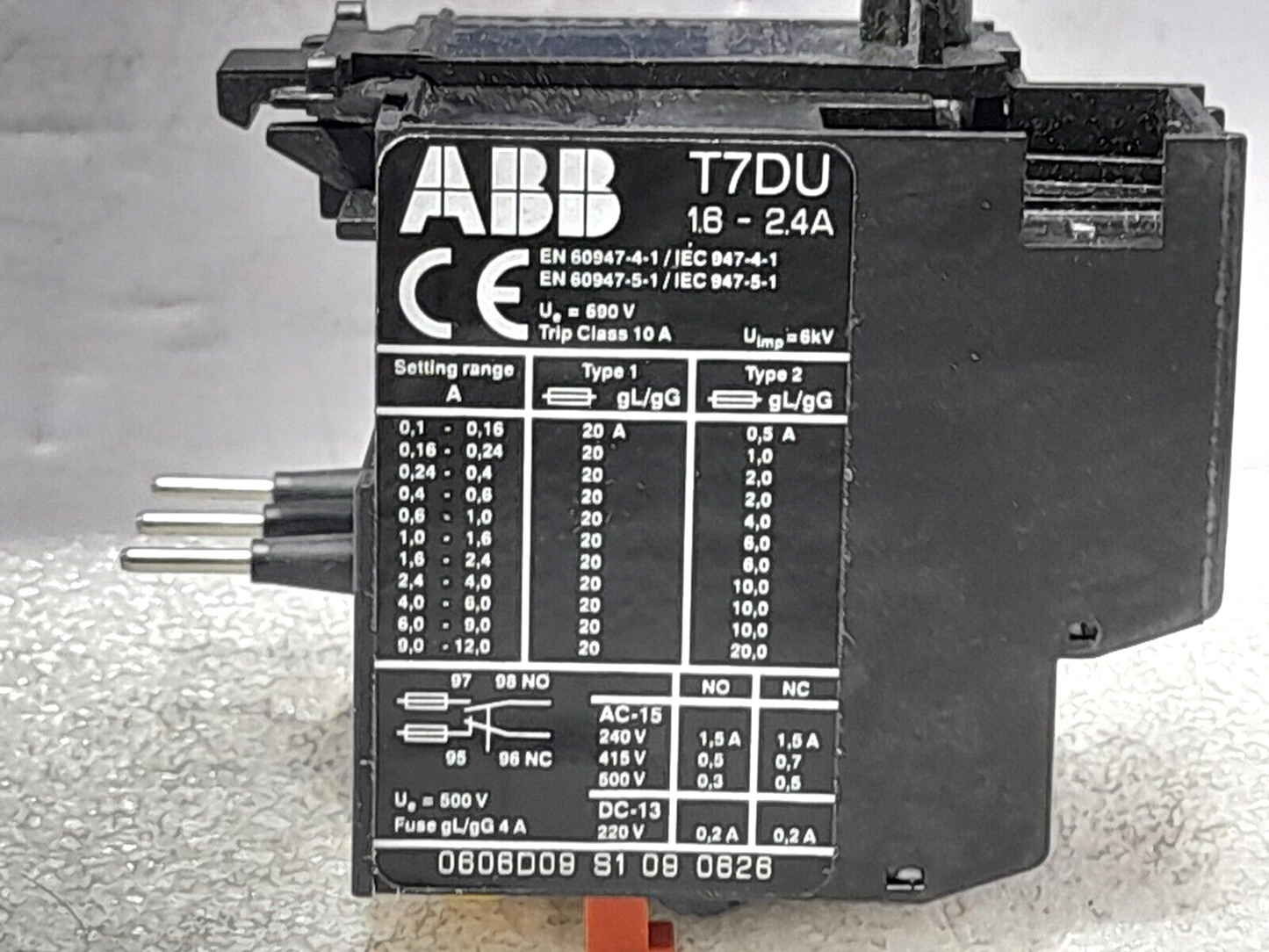 ABB T7DU Overload Relay Condition 1.6-2.5 A