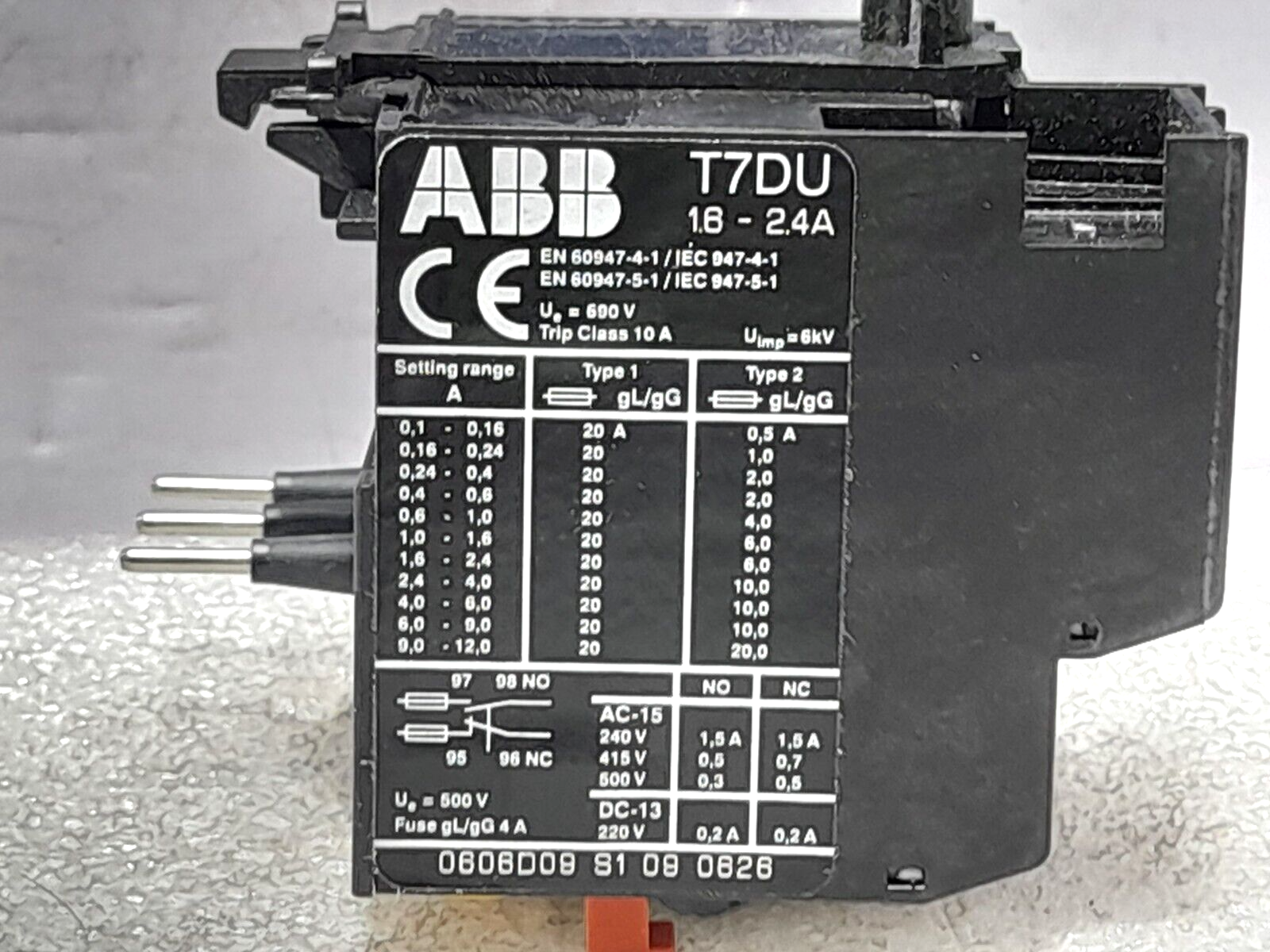 ABB T7DU Overload Relay Condition 1.6-2.5 A