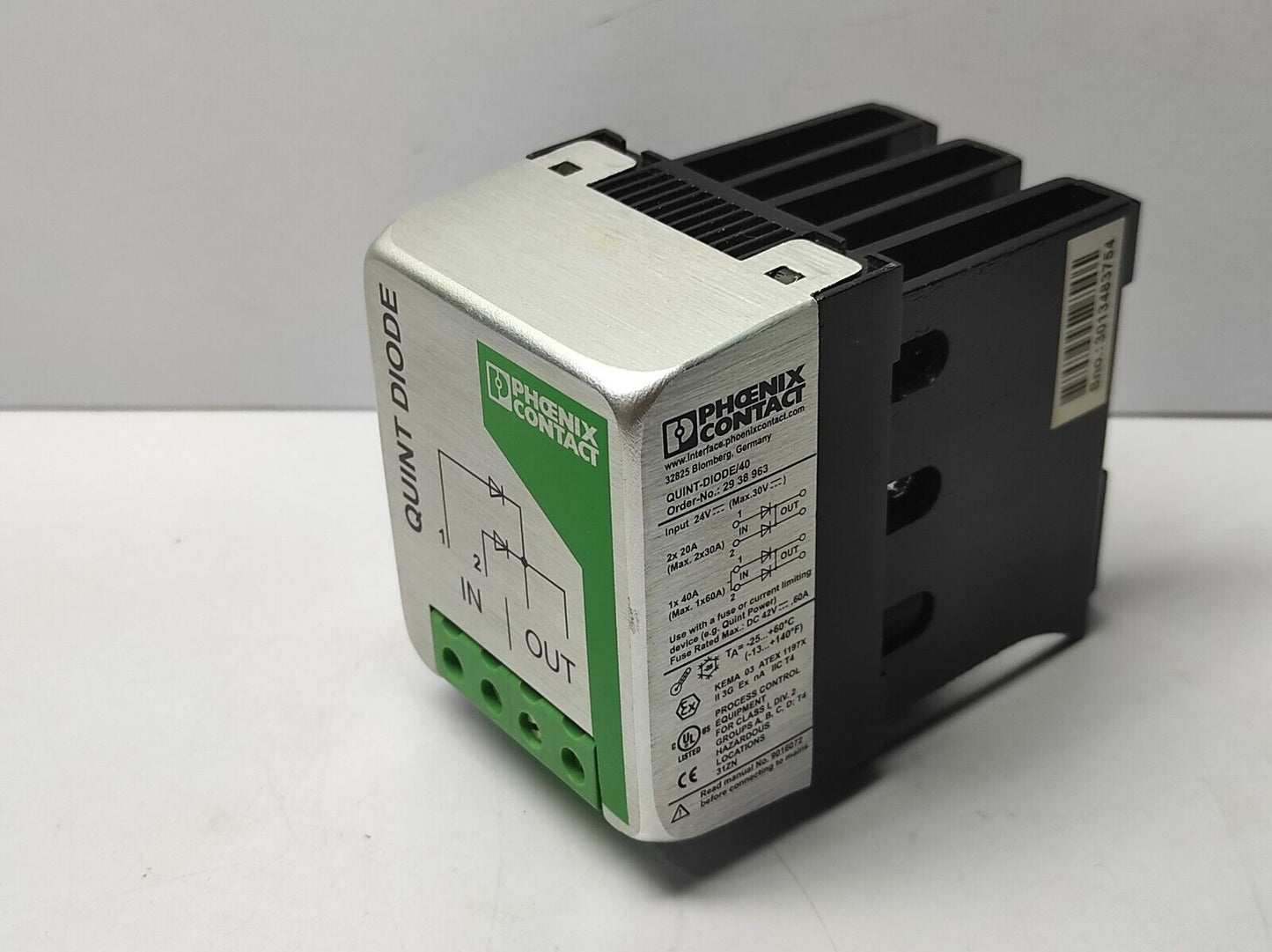 Phoenix Contact Quint-Diode/40 Quint Diode 29 38 96 3 Input 24VDC Max 30VDC