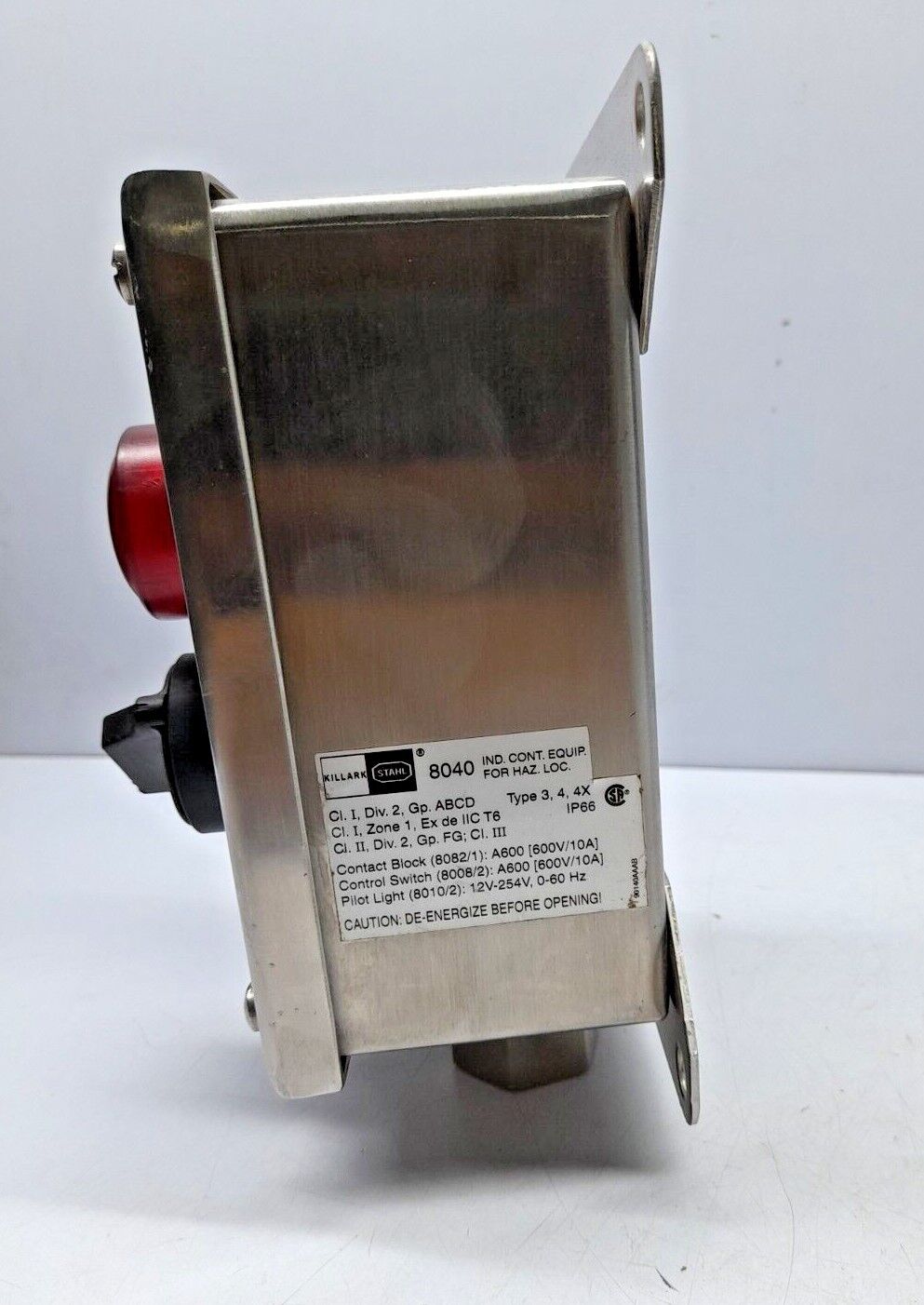 Killark Stahl 8040 8040/12 Control Device On Off Selector Switch Box With Pilot 