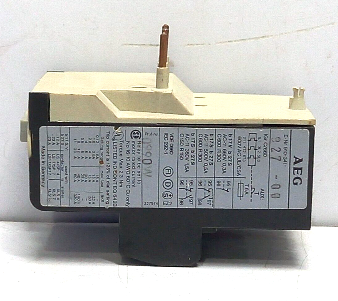 AEG 910-341-927-00 b17s Overload Relay 0.8-1.2A