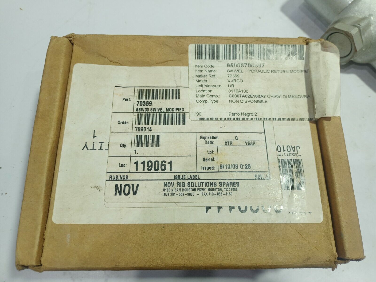 Varco 70369 Hydraulic Return Modified Swivel SSW30