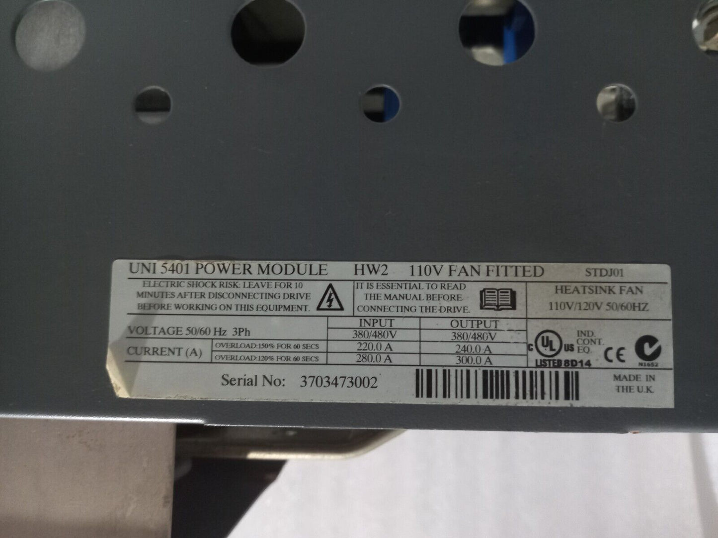 Control Techniques UNI5401 Power Module HW2 Unidrive Size 5 Power Module