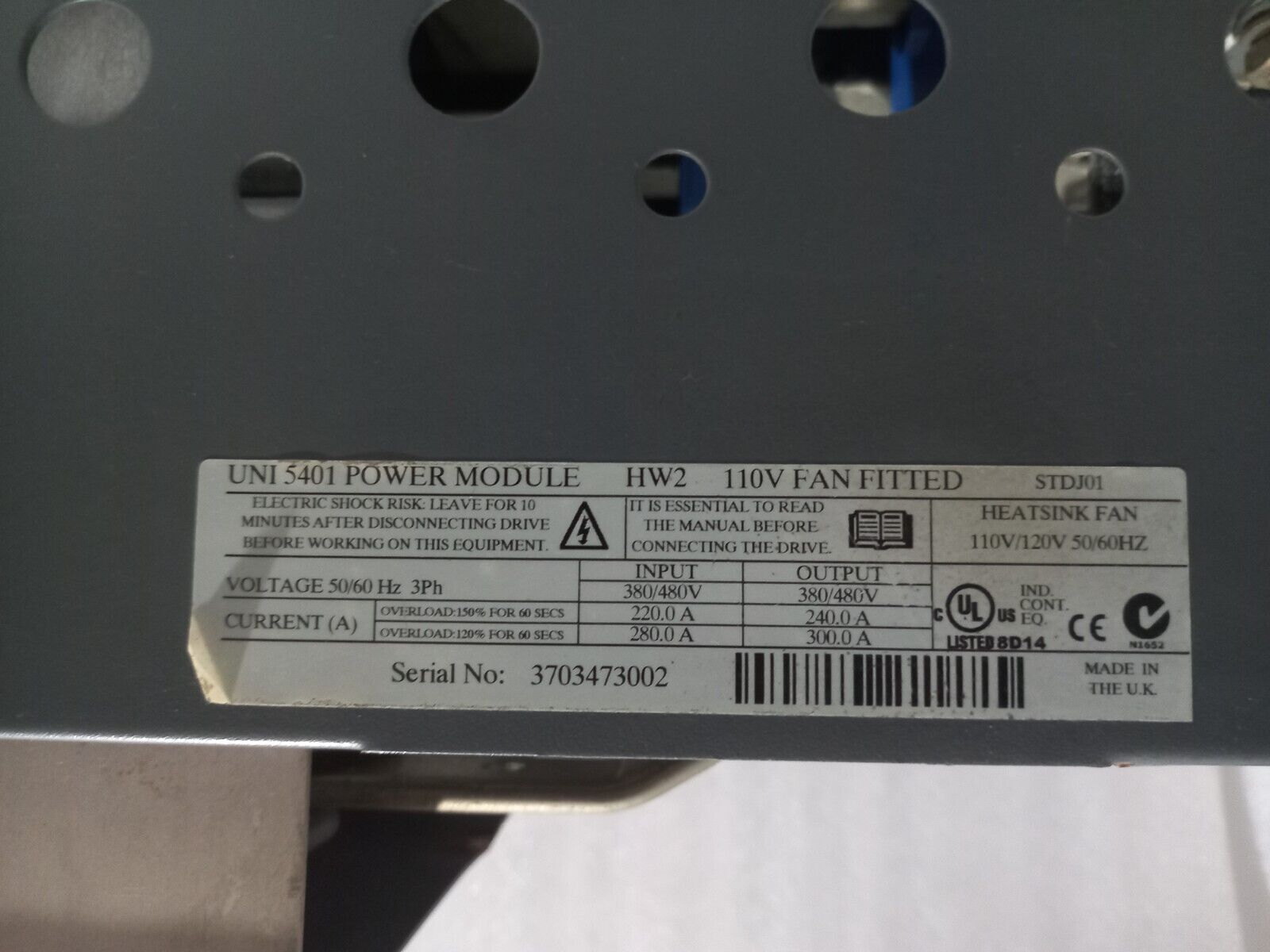 Control Techniques UNI5401 Power Module HW2 Unidrive Size 5 Power Module