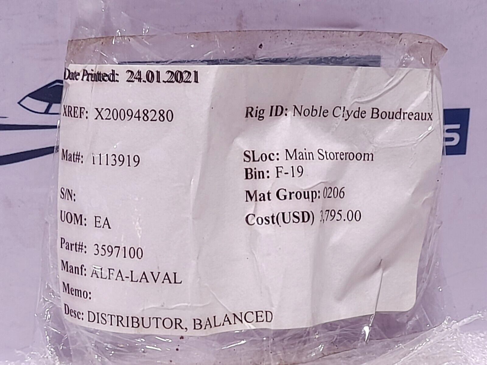 Alfa Laval 3597100 Balanced Distributor (1)