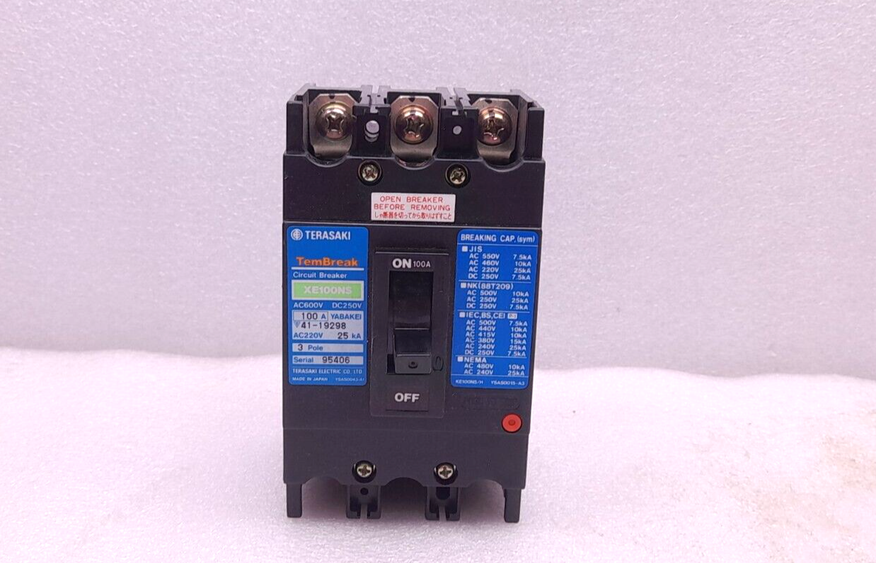 Terasaki XE100NS Circuit Breaker 3P 100A 220Vac 25KA 50/60Hz