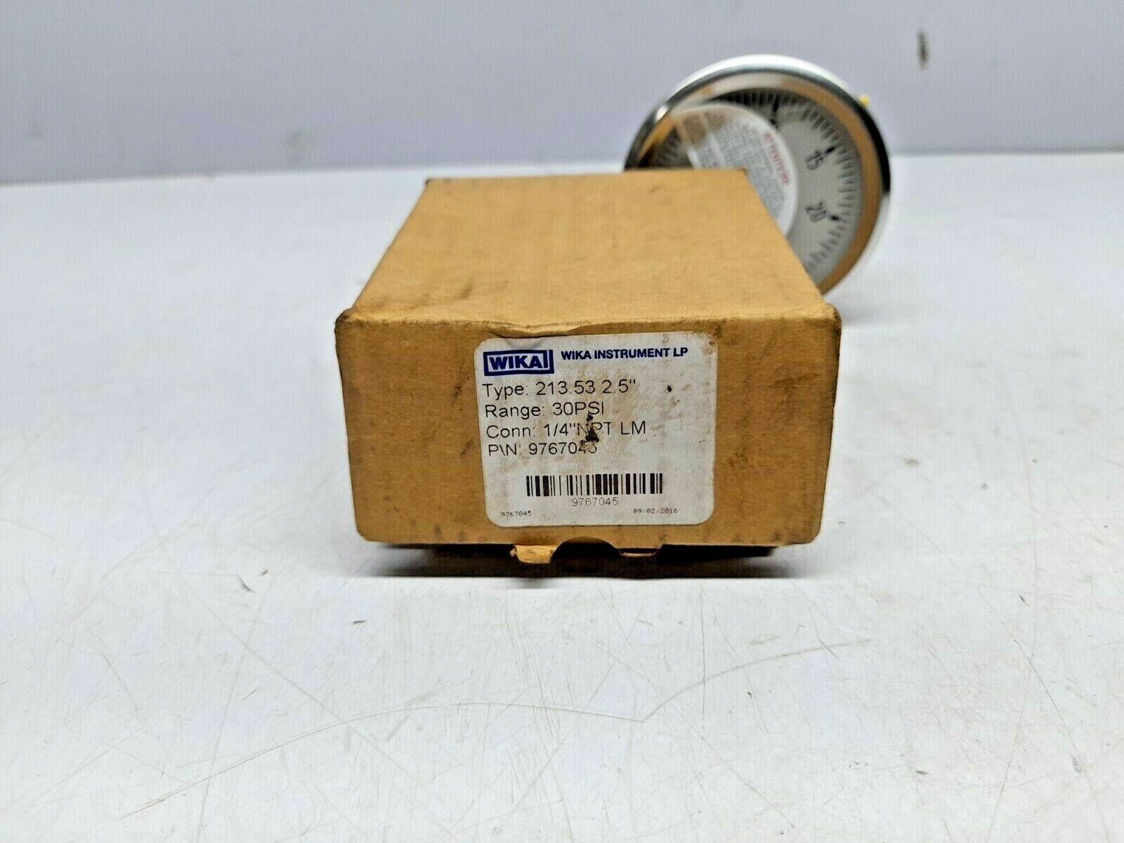 Wika 213.53 2.5” Pressure Gauge 9767043 0-30 PSI Conn ¼” NPT LM