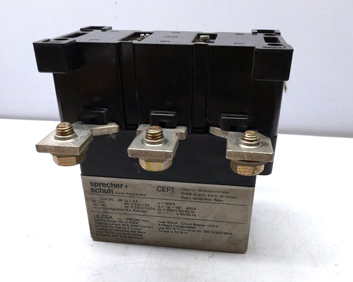 Sprecher Schuh CEF1-22 Electronic Motor Protector Relay Cont 95…98 Ith=4A In=400