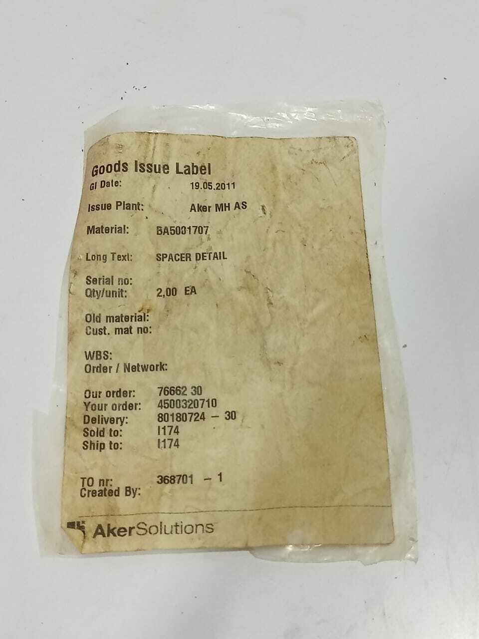 Aker BA5001707 Spacer