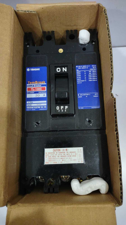 Terasaki TL-100C TemBreak Circuit Breaker 3P 20A PM 50/60Hz / TL100C / TL100C20A